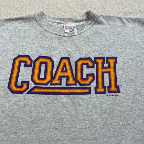 VTG 1991 Coach Spellout Grey DIY Crop Sweatshirt XL - Picture 3 of 5